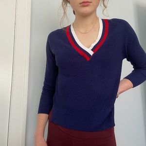 cute long sleeve sweater top red/white/blue